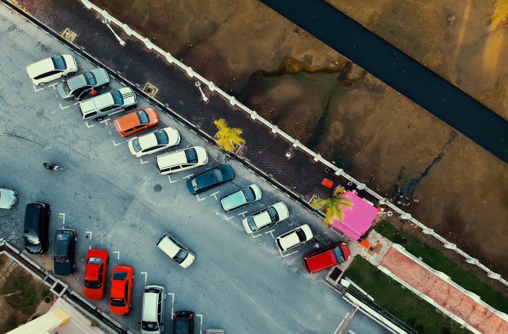 Cars Parked in an Open-Air Car Park